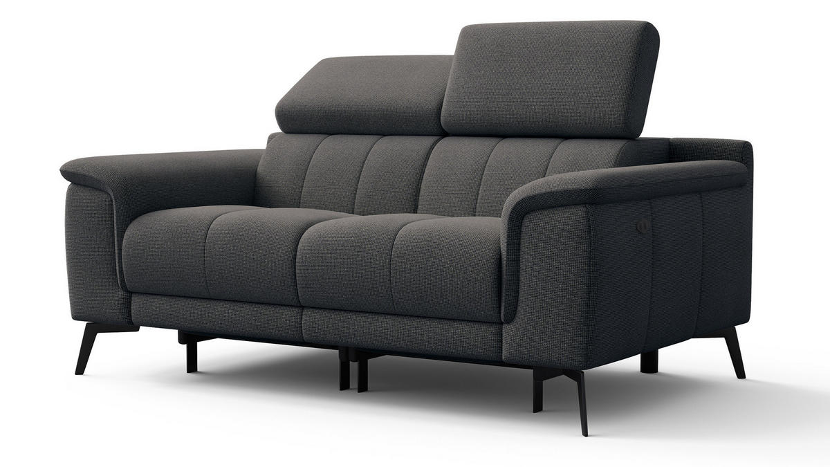 RELAXSOFA FIERO 2-Sitzer mit 2 Relaxfunktionen, dunkelgrau - Dunkelgrau/Schwarz, Holzwerkstoff/Textil (170/82/103cm) - Courtois Laville