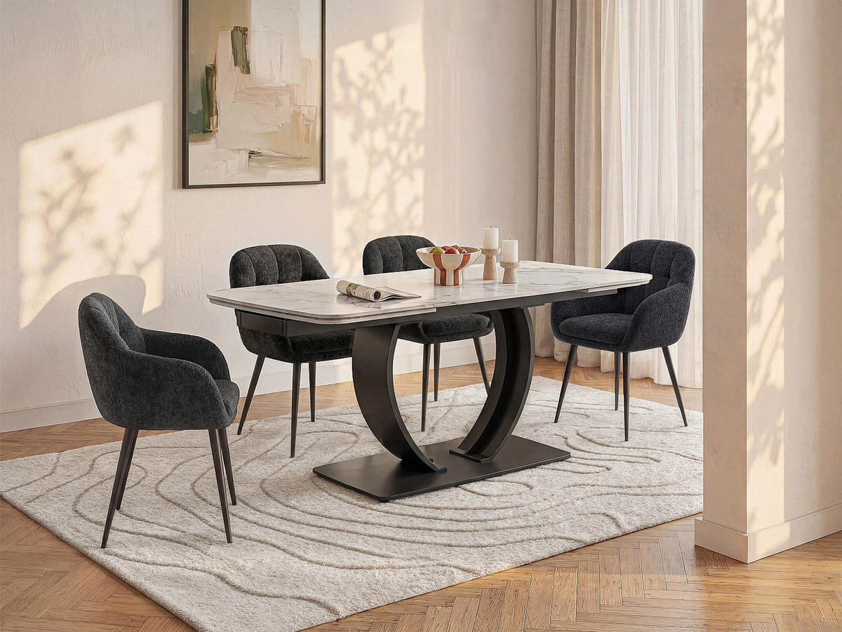 ESSTISCH - 6 Personen, 8 Personen, 10 Personen - Keramik - Schwarz, Weiß - OLIFIA - Schwarz/Weiß, Keramik (90/200/76cm) - Vente-Unique