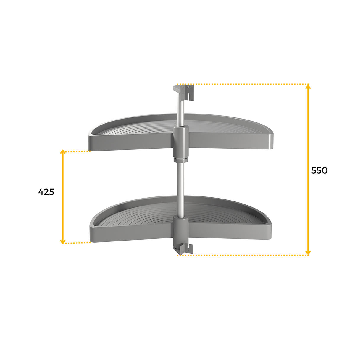 DREHPLATTEN Shelvo 1/2, für 800mm Modul, Kunststoff und Aluminium, Grau 2er-set - Grau, Kunststoff (80/55/39cm) - EMUCA