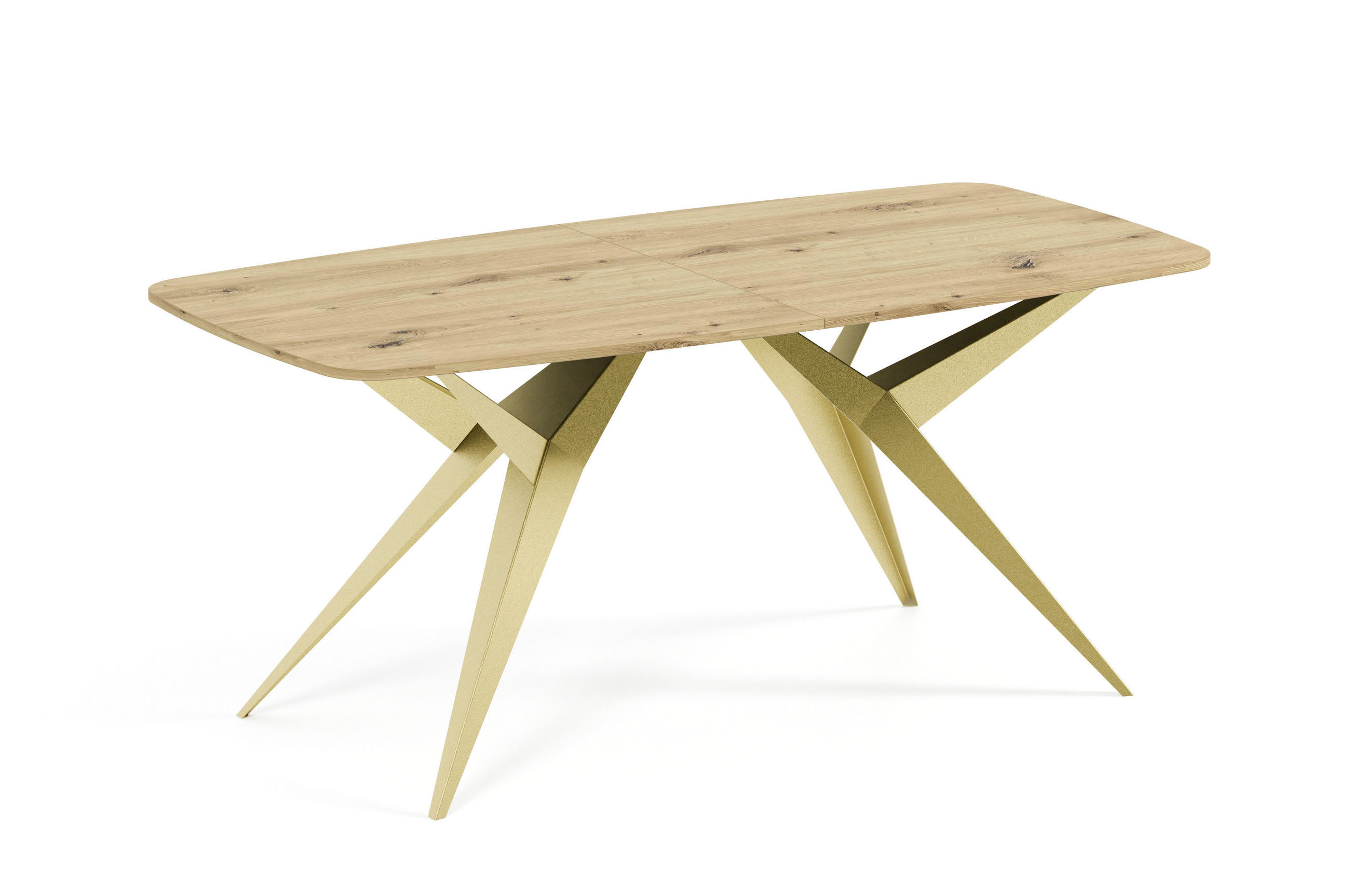 ESSTISCH AXIS - Goldfarben/Eiche Artisan, Holzwerkstoff/Metall (90/180/76cm) - Meblini