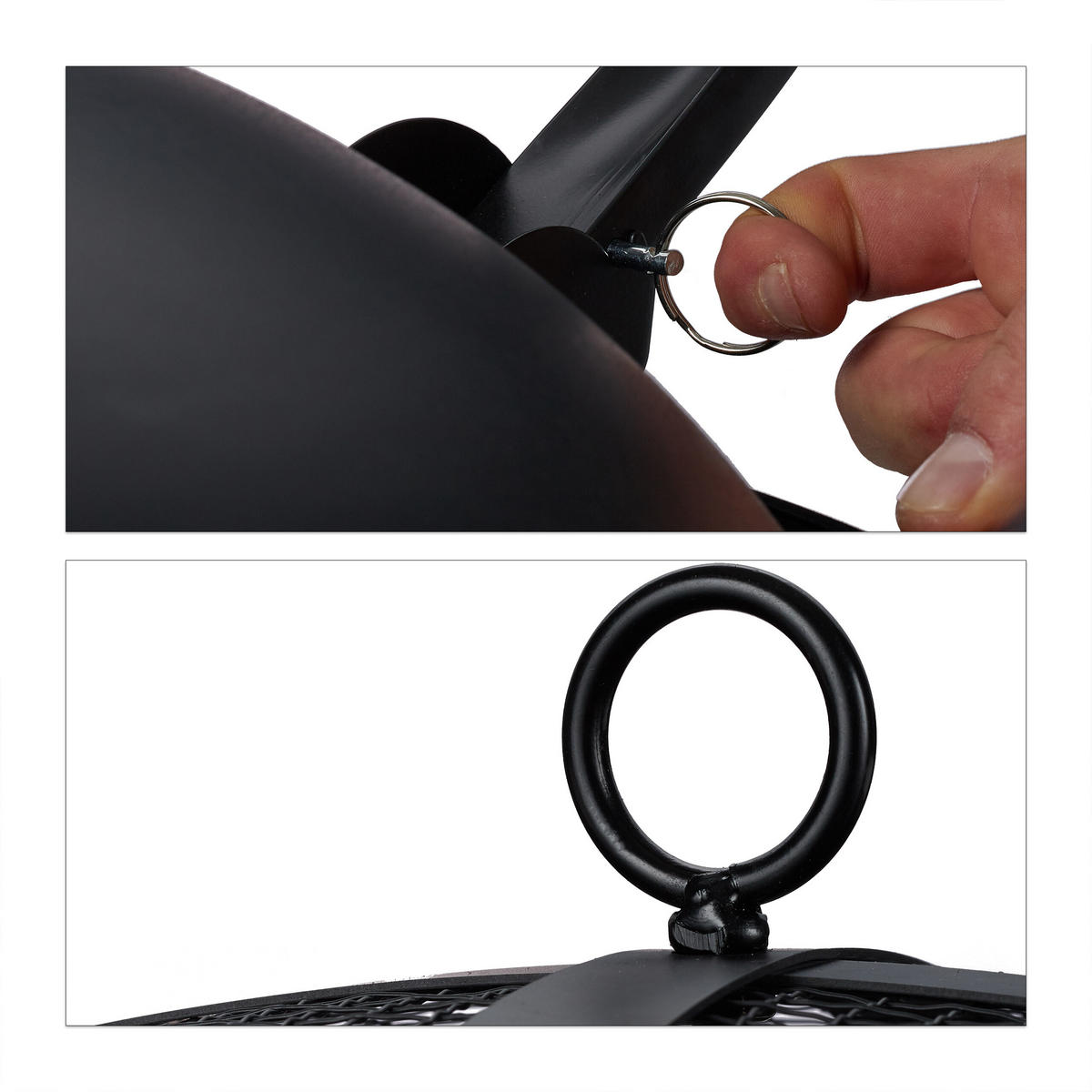 FEUERSCHALE - Schwarz, Textil/Metall (60/42.5/60cm) - Relaxdays