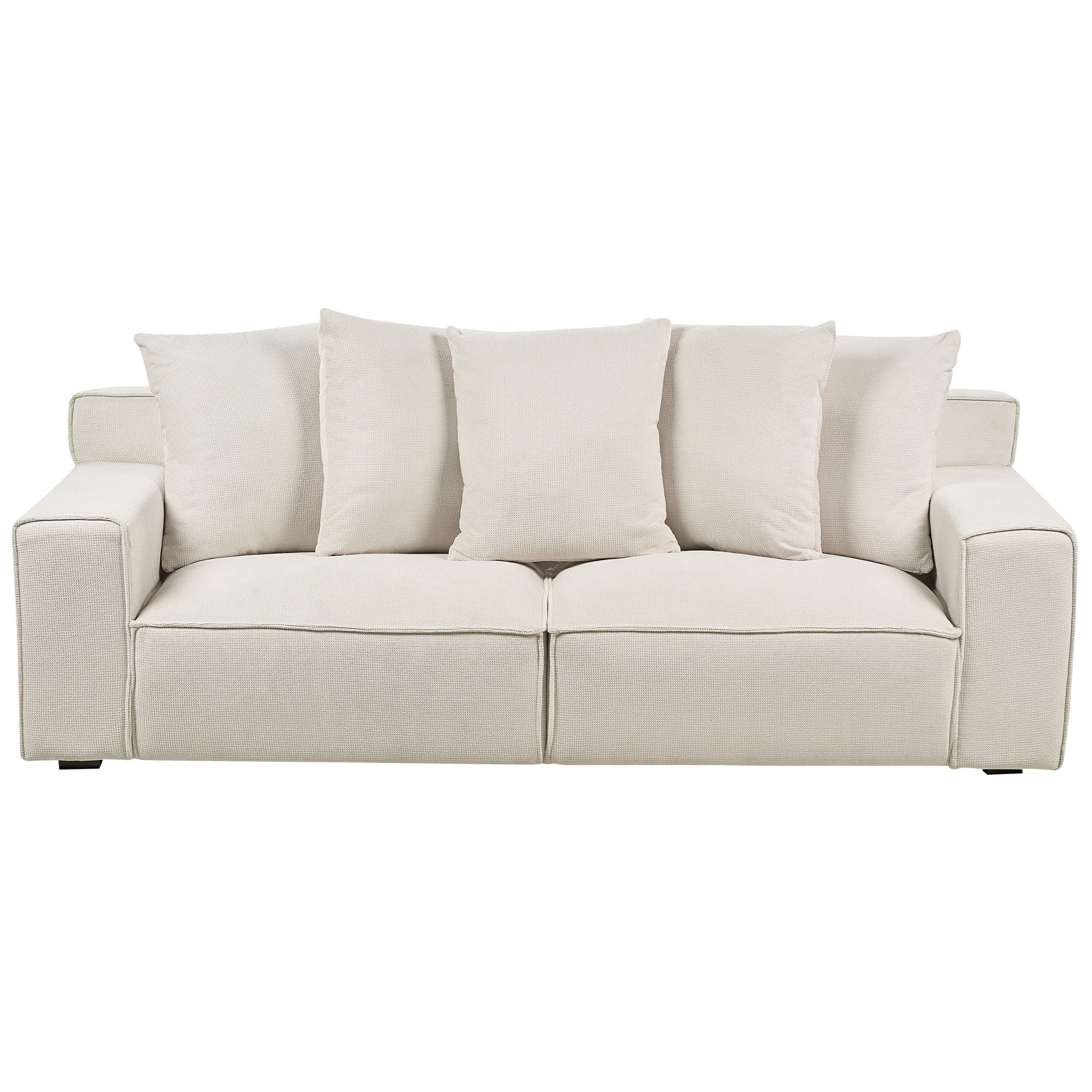 3-SITZER-SOFA cremeweiß mit Kissen Viskan - Weiß, Textil (200/67/82cm) - Beliani
