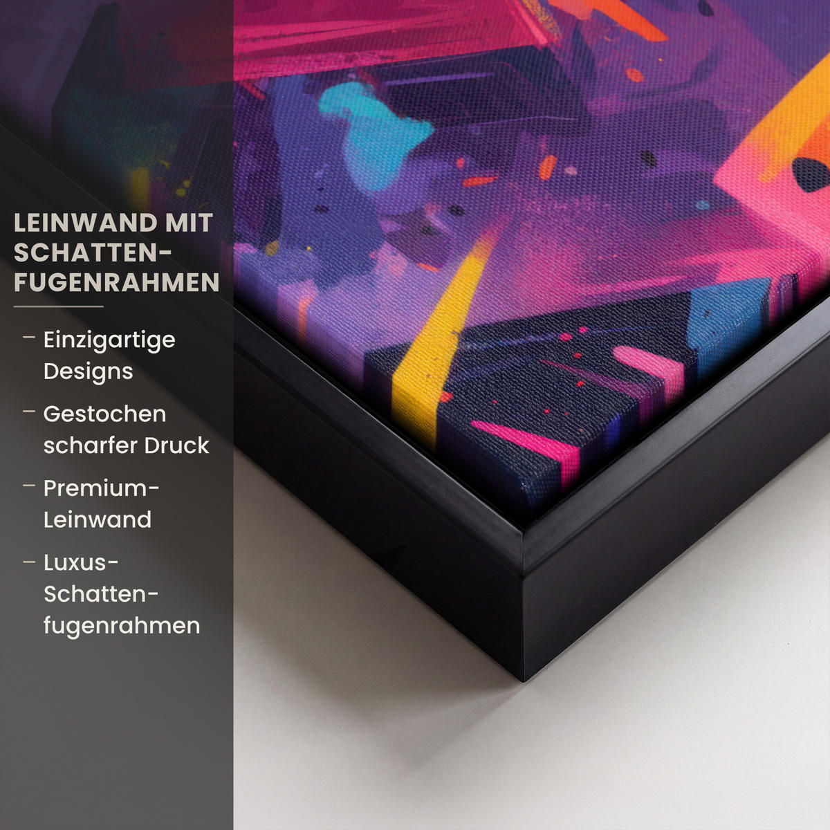 LEINWAND Bilder mit Rahmen - Abstrakt - Formen - Farbenfroh - 70x100 - Magenta, Textil (70/100cm) - MuchoWow