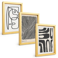 BILDER SET 3er Set - 20x30 cm Goldrahmen - Abstrakte Muster, Linien, Texturen - Goldfarben, Kunststoff (20/30cm) - TULUP