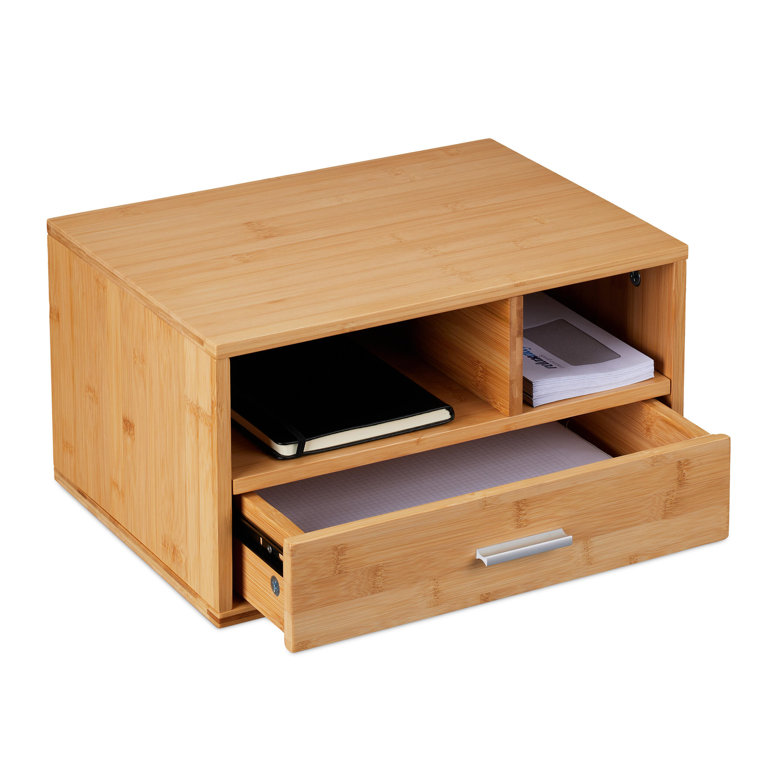SCHREIBTISCH-ORGANIZER - Hellbraun, Holz/Metall (31/40/22cm) - Relaxdays