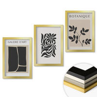 WANDBILDER 3er Set - 20x30 cm Goldrahmen - Abstrakte Pflanzenmuster - Goldfarben, Kunststoff (20/30cm) - ArtPrintCave