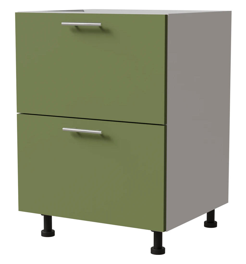 SCHUBLADENUNTERSCHRANK Brerra D2A/60/1A Korpus weiß / Front RAL 6025 farngrün Matt 60 / 50 / 82 cm - Weiß/Grün, Holz/Holzwerkstoff (60/82/50cm) - Feldmann-Wohnen