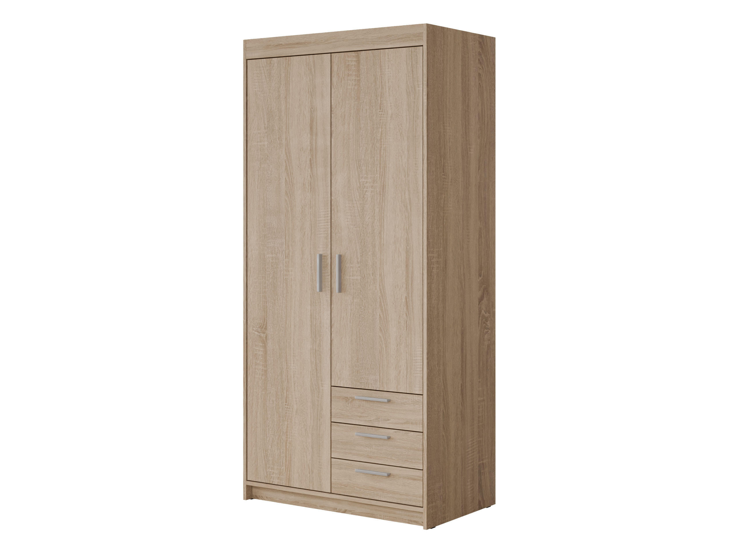 KLEIDERSCHRANK Elena 2D3S - Silberfarben/Sonoma Eiche, Holzwerkstoff/Kunststoff (90/191/53cm) - MIRJAN24