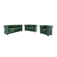 SITZGARNITUR 3+2+1 Chesterfield Lauren Flasche grün Samt - Smaragdgrün/Braun, Holz/Textil (203/72/86cm) - S-Style Möbel