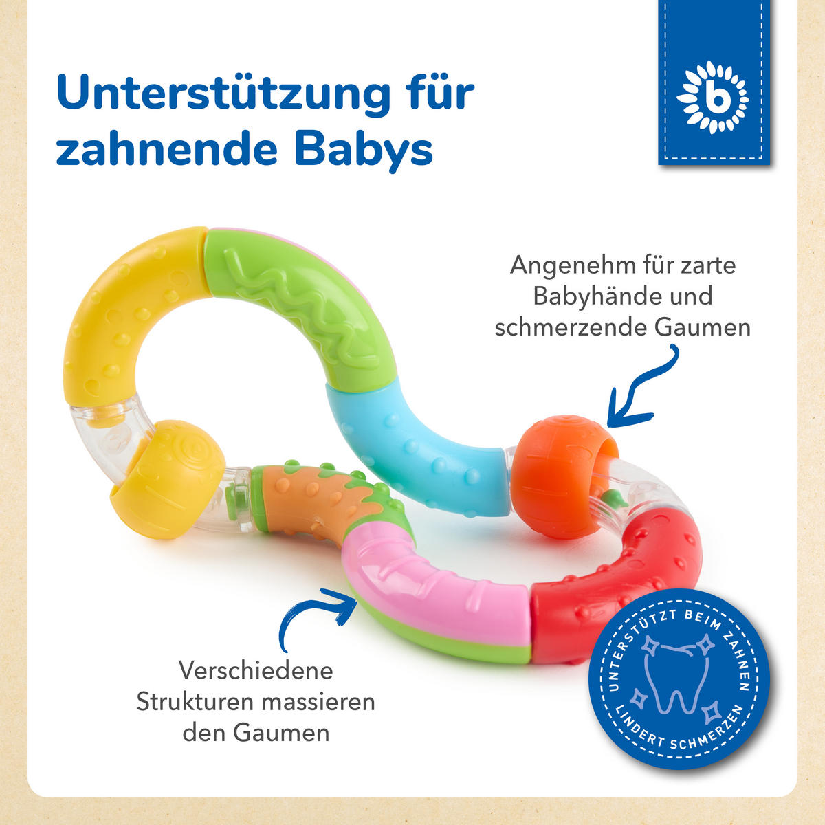 RASSEL Greifling - ab Geburt - Multicolor, Kunststoff (3/8cm) - Bieco Spielwaren