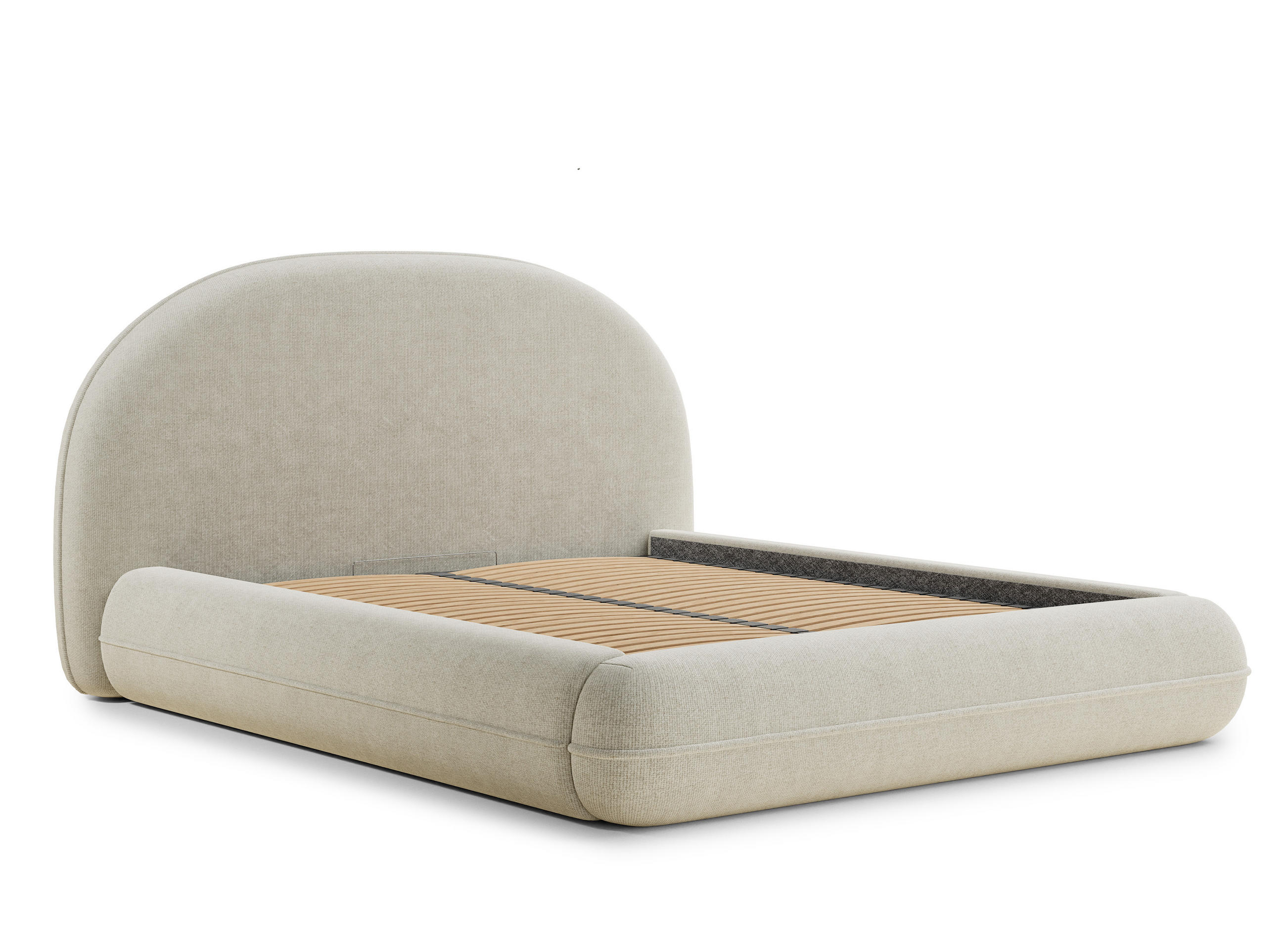 POLSTERBETT Koji Creme 140/200 cm im Chenille-Stoff - Creme/Schwarz, Holz/Holzwerkstoff (140/200cm) - Maison de Reve