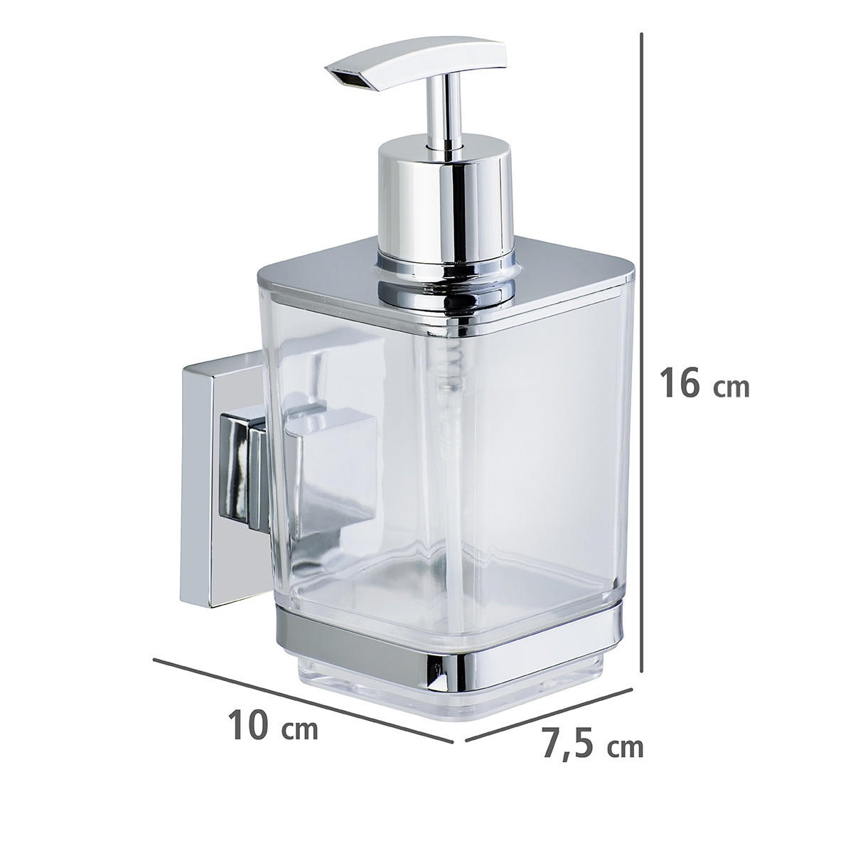 SEIFENSPENDER Befestigen ohne bohren 7,5/10/16 cm - Transparent, Metall (10/16/7.5cm) - Wenko