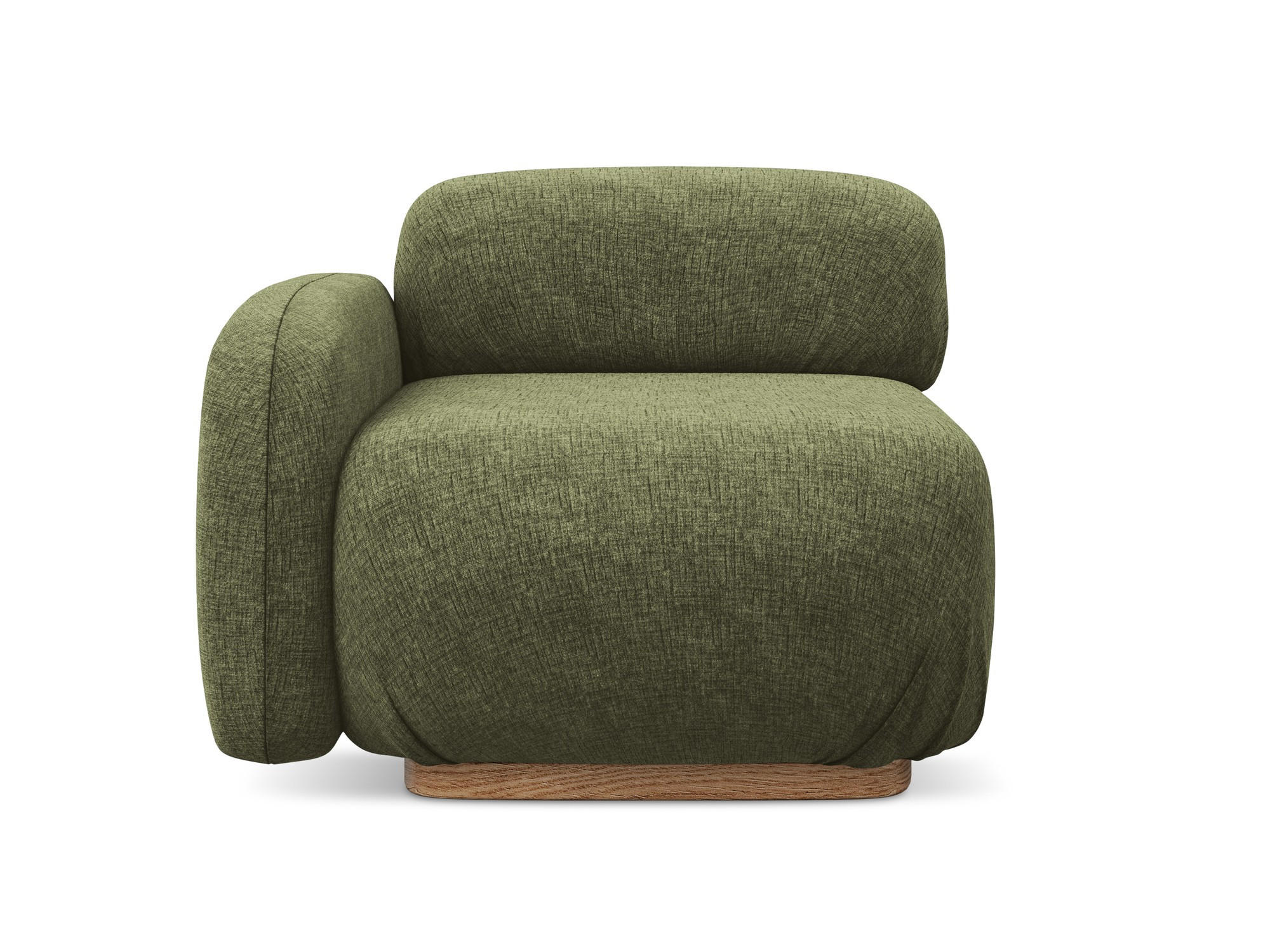 SOFAELEMENT Links Chenille Stoff Grün - Braun/Olivgrün, Holz/Textil (95/73/95cm) - Makamii