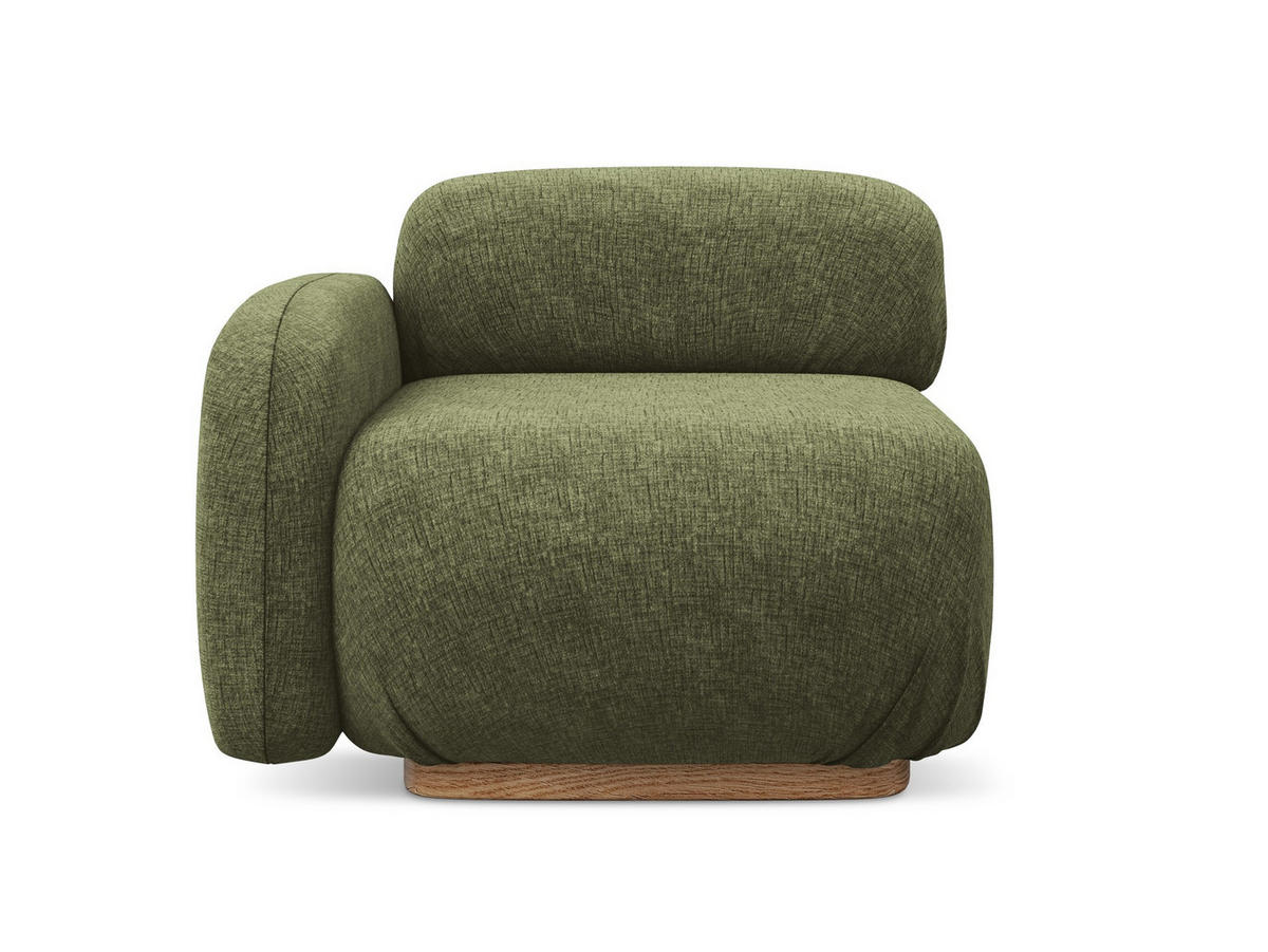 SOFAELEMENT Links Chenille Stoff Grün - Braun/Olivgrün, Holz/Textil (95/73/95cm) - Makamii