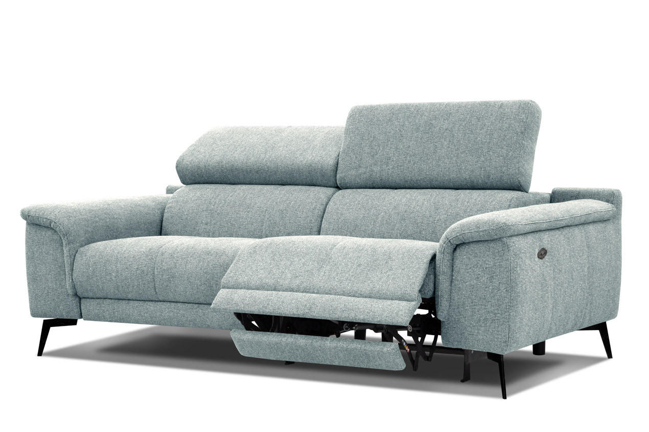 RELAXSOFA FIERO 3-Sitzer mit 1 Relaxfunktion, mintgrün - Schwarz/Mintgrün, Holzwerkstoff/Textil (212/82/103cm) - Courtois Laville