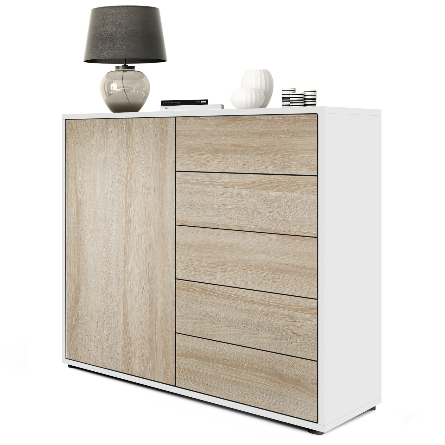 KOMMODE Ben Front in Eiche sägerau - Eiche San Remo, Holzwerkstoff (79/74/36cm) - Vladon