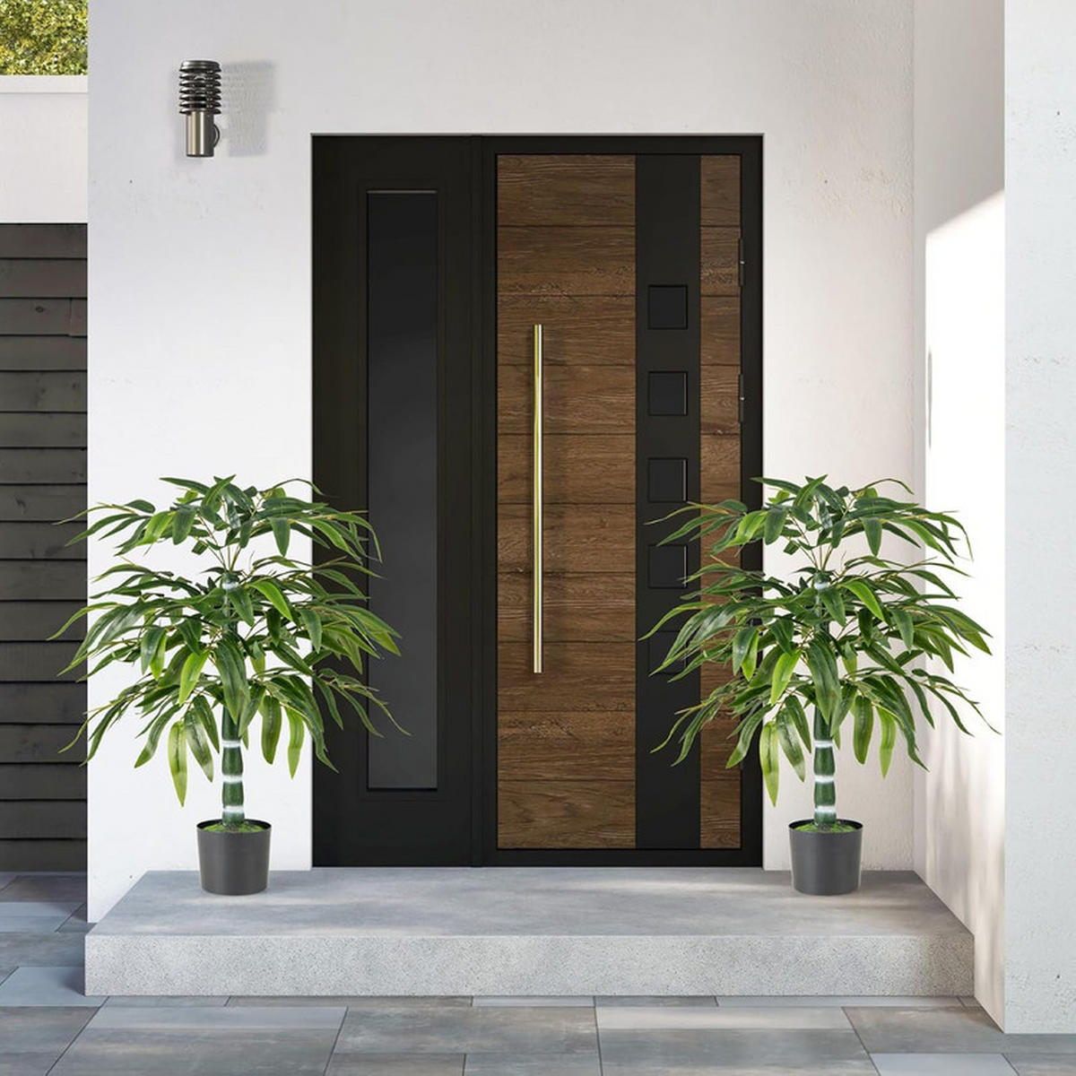 KÜNSTLICHER BAMBUS verstellbare Zweige grün(2er-Set) - Grün, Kunststoff (100cm) - COSTWAY
