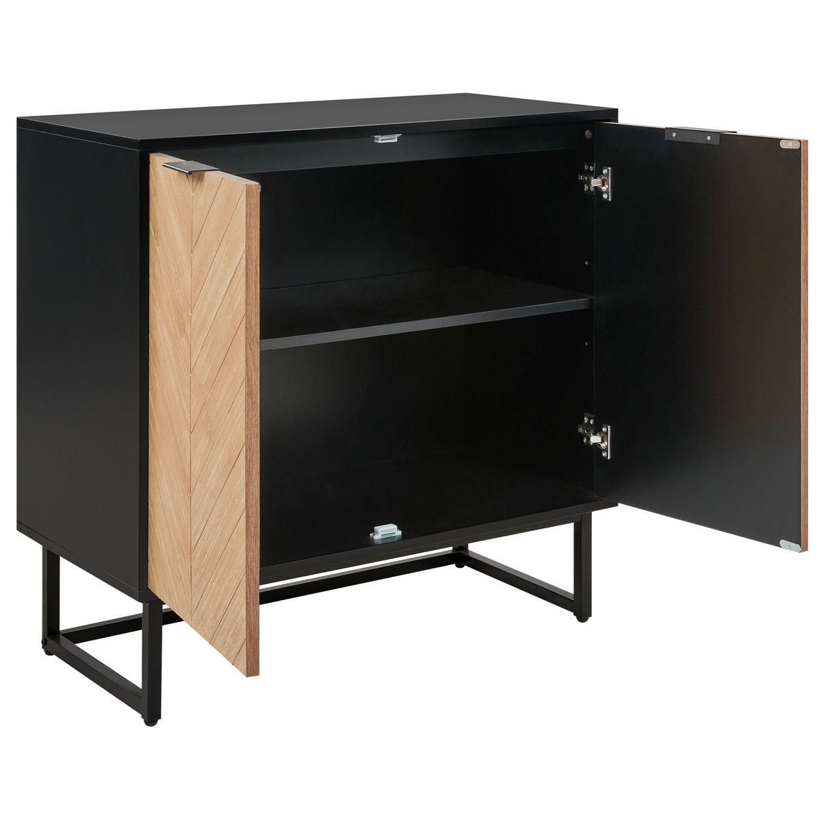 SIDEBOARD Schwarz Alaska - Hellbraun/Schwarz, Holzwerkstoff (80/80/40cm) - Beliani