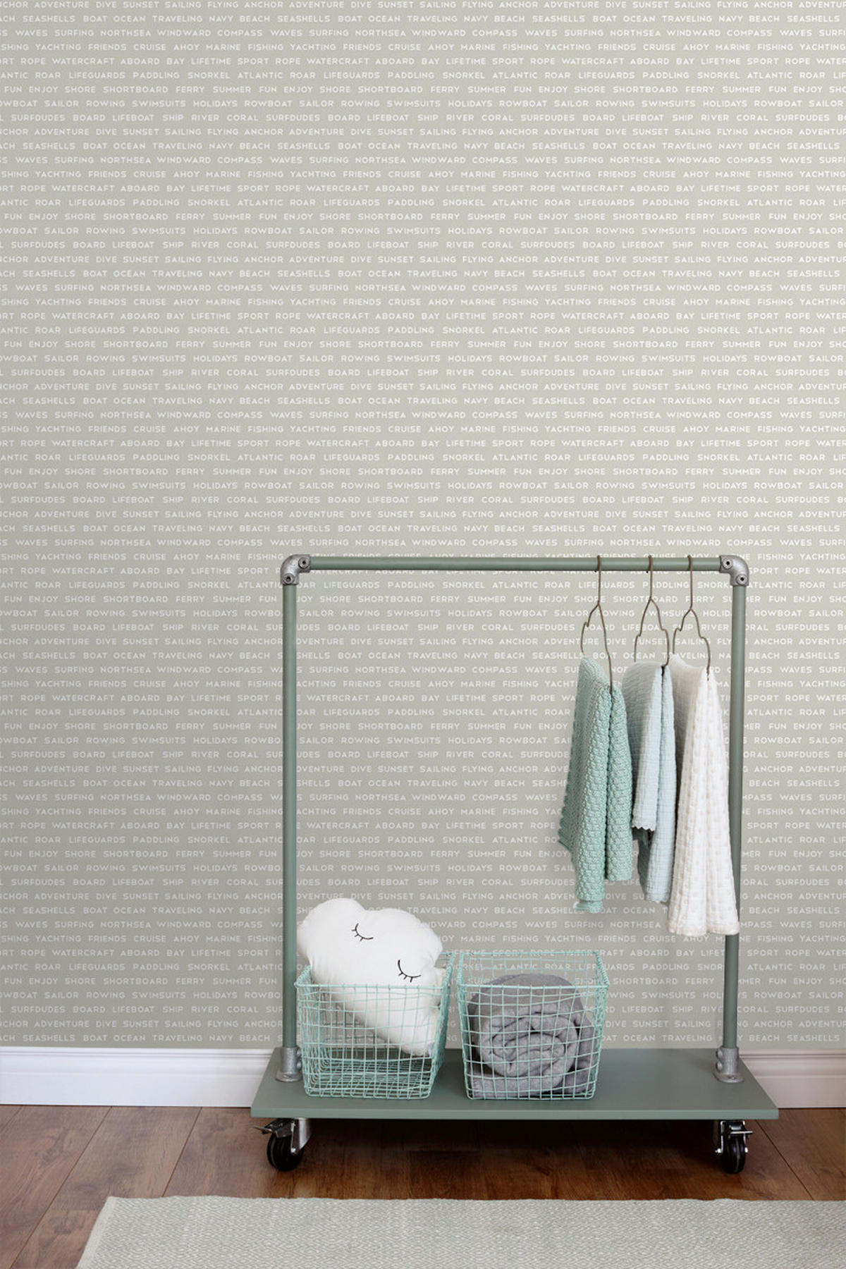 TAPETE maritime Strandtexte 53 cm x 10.05 m - Beige, Papier (53/0.1cm) - ESTAhome