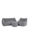 SITZSACK-SET 3 tlg, Sofa Chenille Cecilia, Sitzsack Sessel mit Hocker - Grau, Kunststoff/Textil (160/70/93cm) - icon