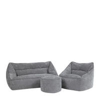 SITZSACK-SET 3 tlg, Sofa Chenille Cecilia, Sitzsack Sessel mit Hocker - Grau, Kunststoff/Textil (160/70/93cm) - icon