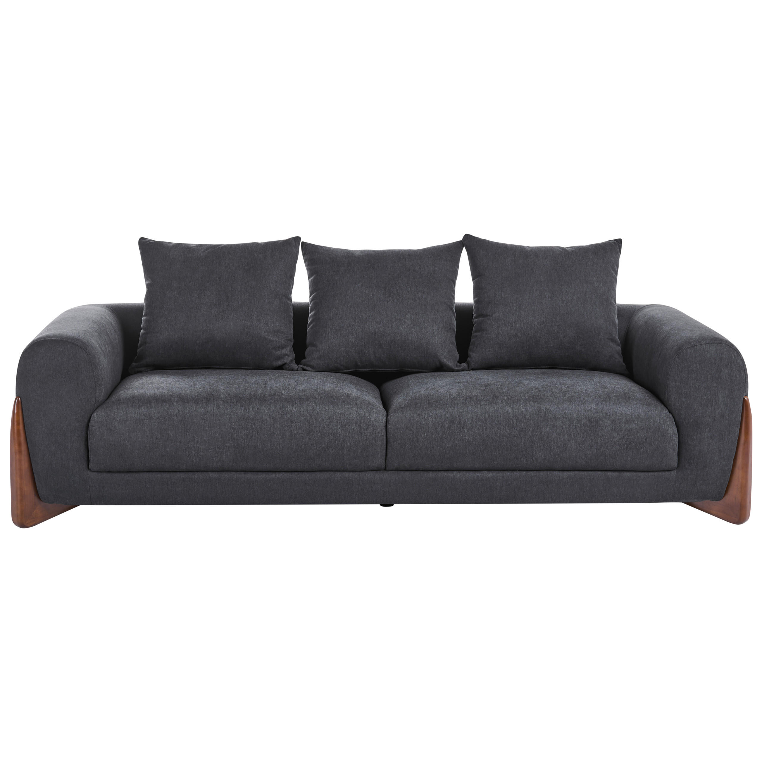 3-SITZER-SOFA Schwarz Vinliden - Schwarz/Braun, Textil (217/62/87cm) - Beliani