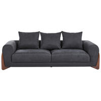 3-SITZER-SOFA Schwarz Vinliden - Schwarz/Braun, Textil (217/62/87cm) - Beliani
