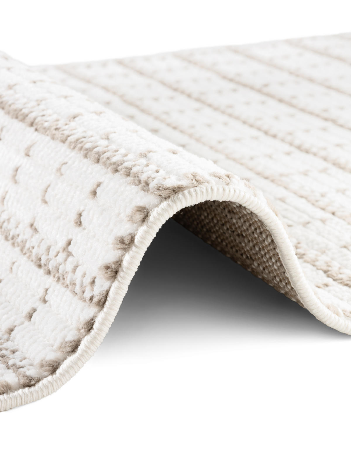 SOFT-TEPPICH Jacky Weiß-Beige 80x220 cm - Hellbraun, Textil (80/220cm) - Tesso Living