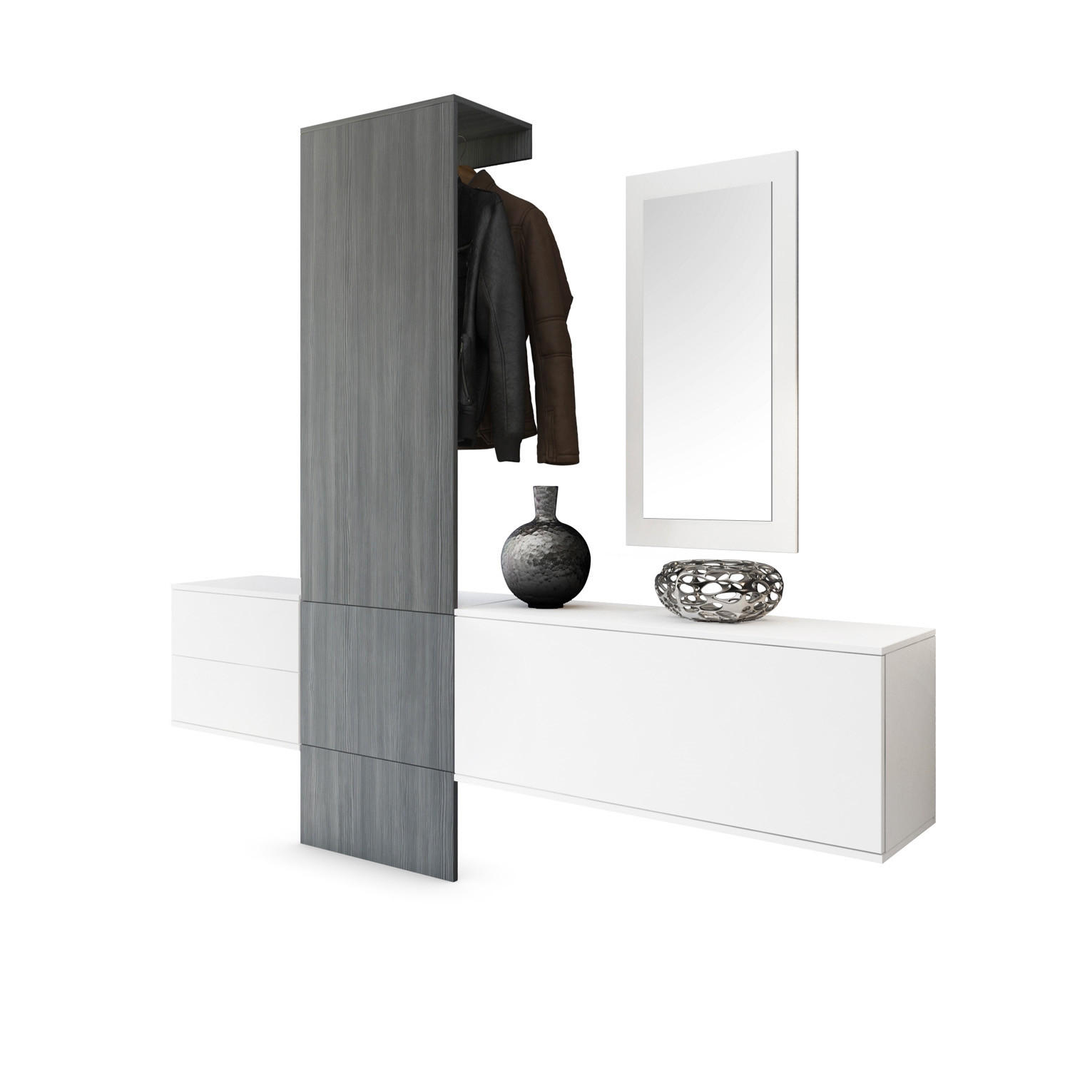 Vladon Garderobe Anthrazit 208x193x35 cm