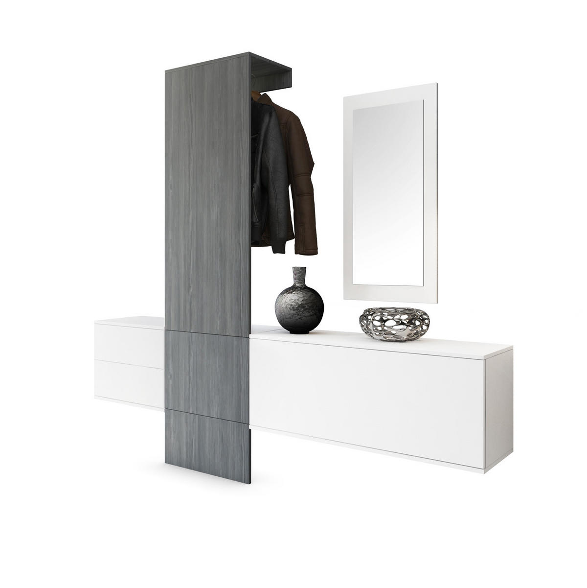 GARDEROBE Carlton Paneel in Avola-Anthrazit - Anthrazit, Holzwerkstoff (208/193/35cm) - Vladon