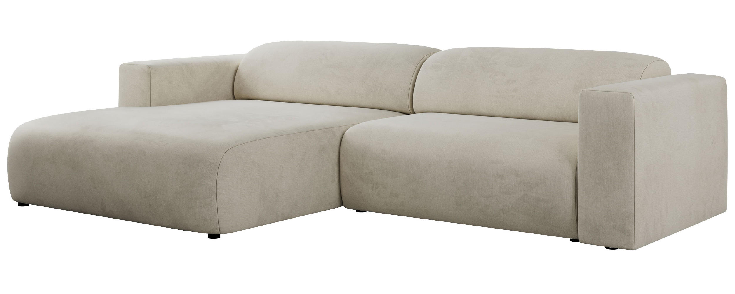 ECKSOFA PASADENA Beige Velvet - Links Seite - Beige/Schwarz, Kunststoff/Textil (288/180cm) - MKS