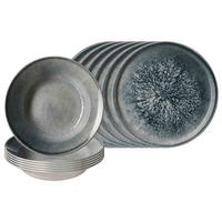 PIZZA- & PASTA-SET Grana grau 12er Set - Grau, Keramik (1/1/1cm) - Ritzenhoff Breker