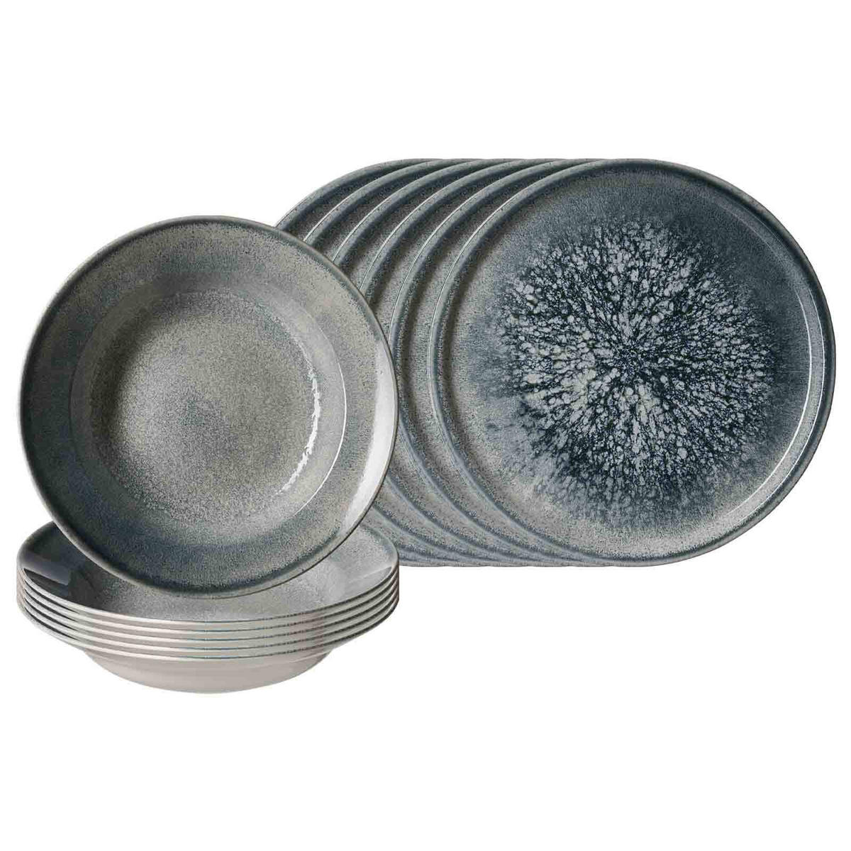 PIZZA- & PASTA-SET Grana grau 12er Set - Grau, Keramik (1/1/1cm) - Ritzenhoff Breker