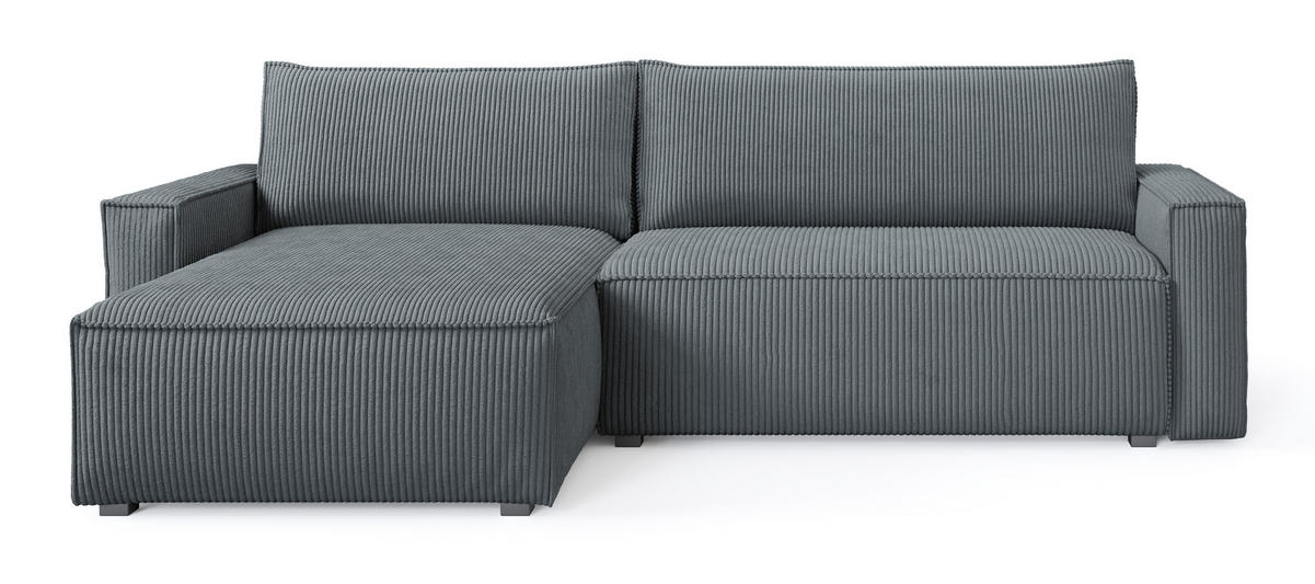 ROHOVÁ SEDAČKA BESMIR šedá - šedá, dřevo/textil (275/148cm) - MASSENO