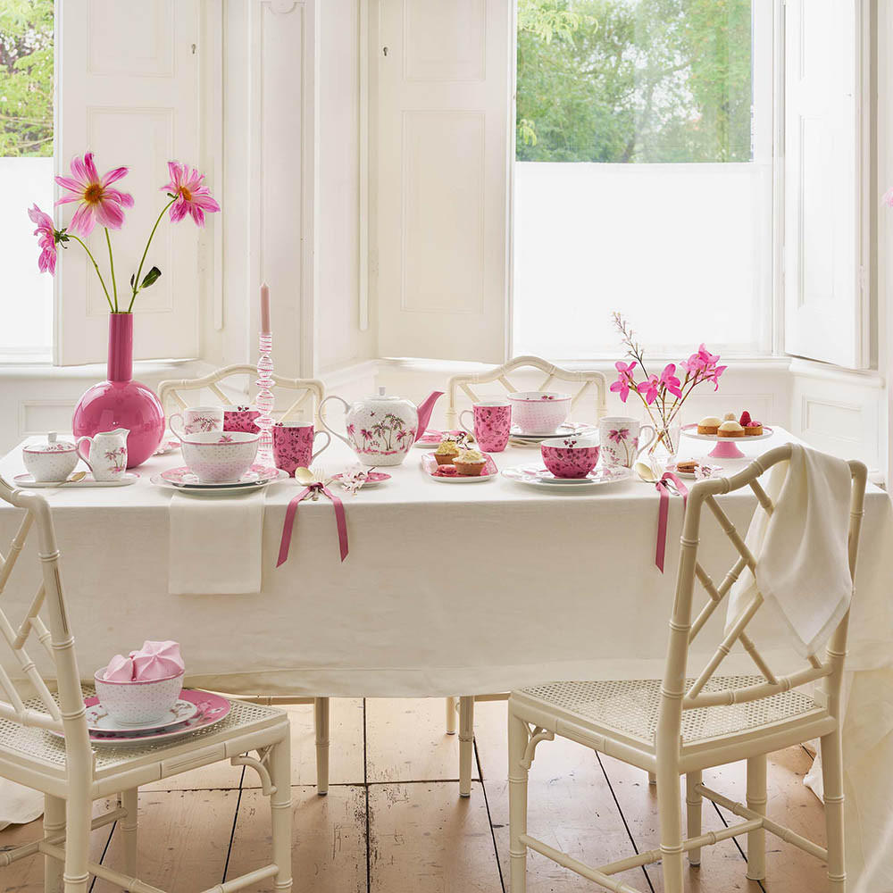 TASSEN & UNTERTASSEN 2er-Set Jolie punkte gold rosa 120 ml - Weiß, Keramik (13.2/9/13.5cm) - Pip Studio