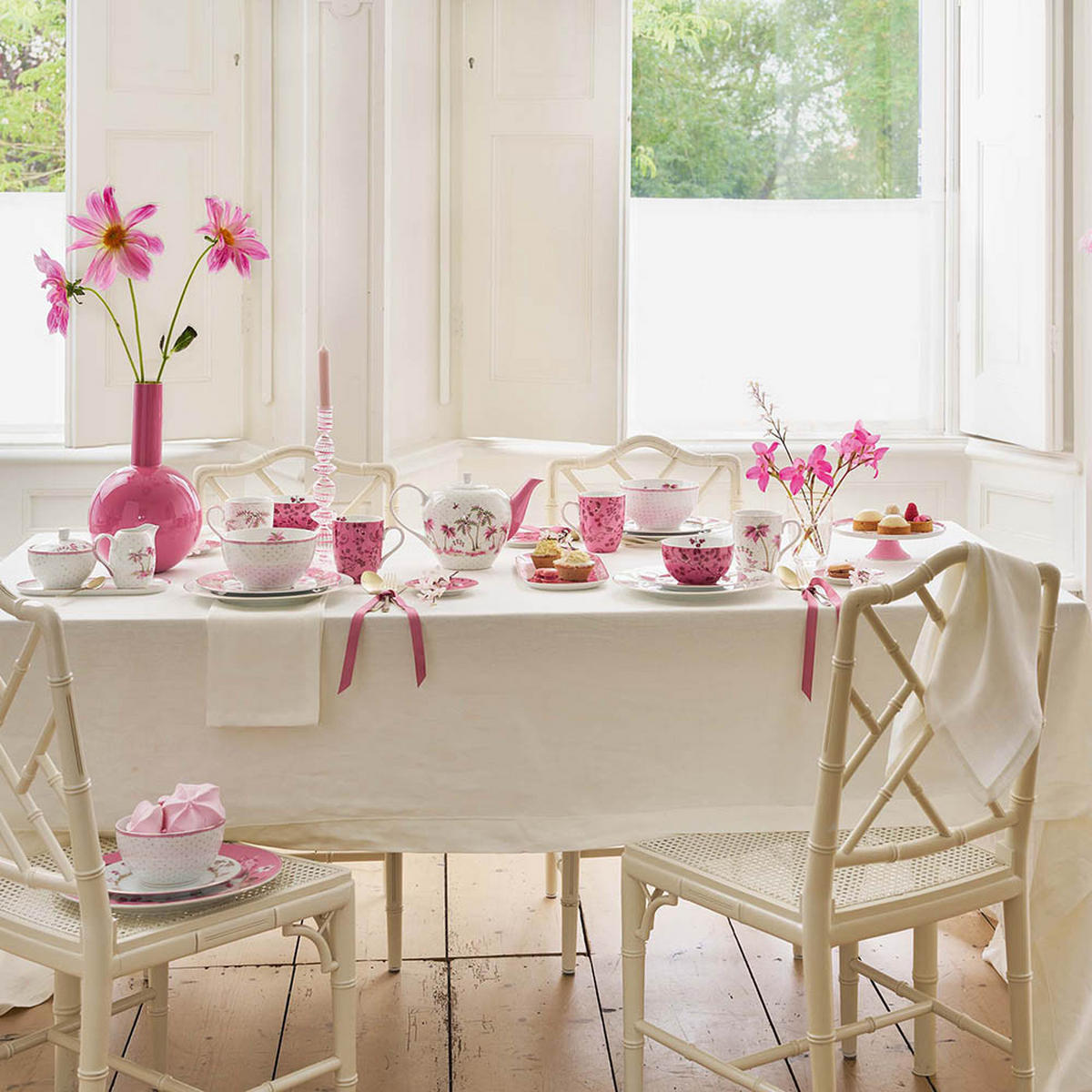 TASSEN & UNTERTASSEN 2er-Set Jolie punkte gold rosa 120 ml - Weiß, Keramik (13.2/9/13.5cm) - Pip Studio