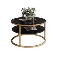 COUCHTISCH CIRI SLIM GLASS mit Regal - Goldfarben, Glas (60/60/41cm) - Lookway