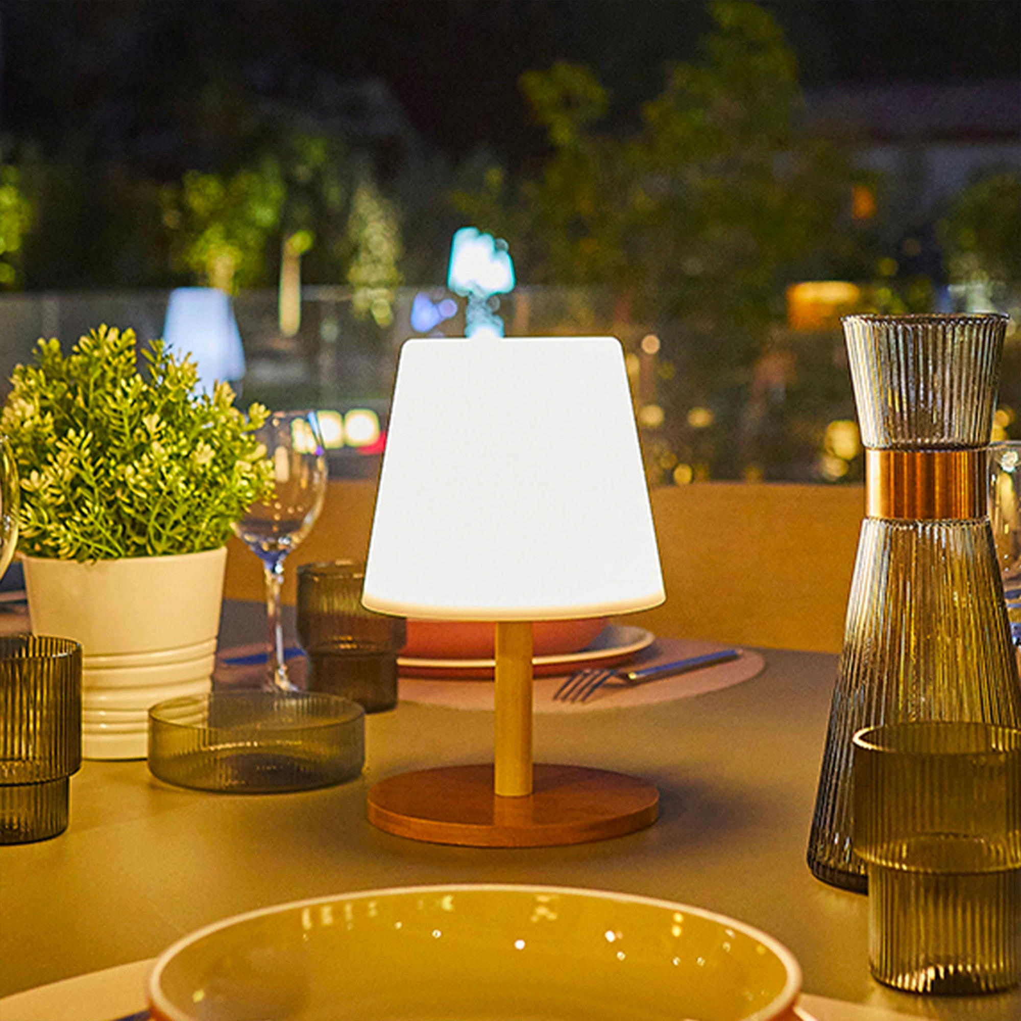SOLARTISCHLAMPE STANDY MINI weiß - Weiß, Holz (16/16/25cm) - Lumisky