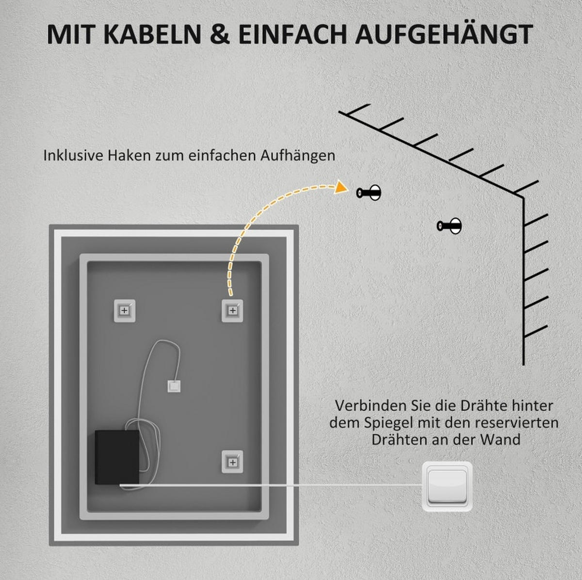 WANDSPIEGEL 90/70/4 cm Silber aus gehärtetem Glas mit LED, Antibeschlag und Memory-Funktion - Silberfarben, Glas (70/4/90cm) - OKWISH