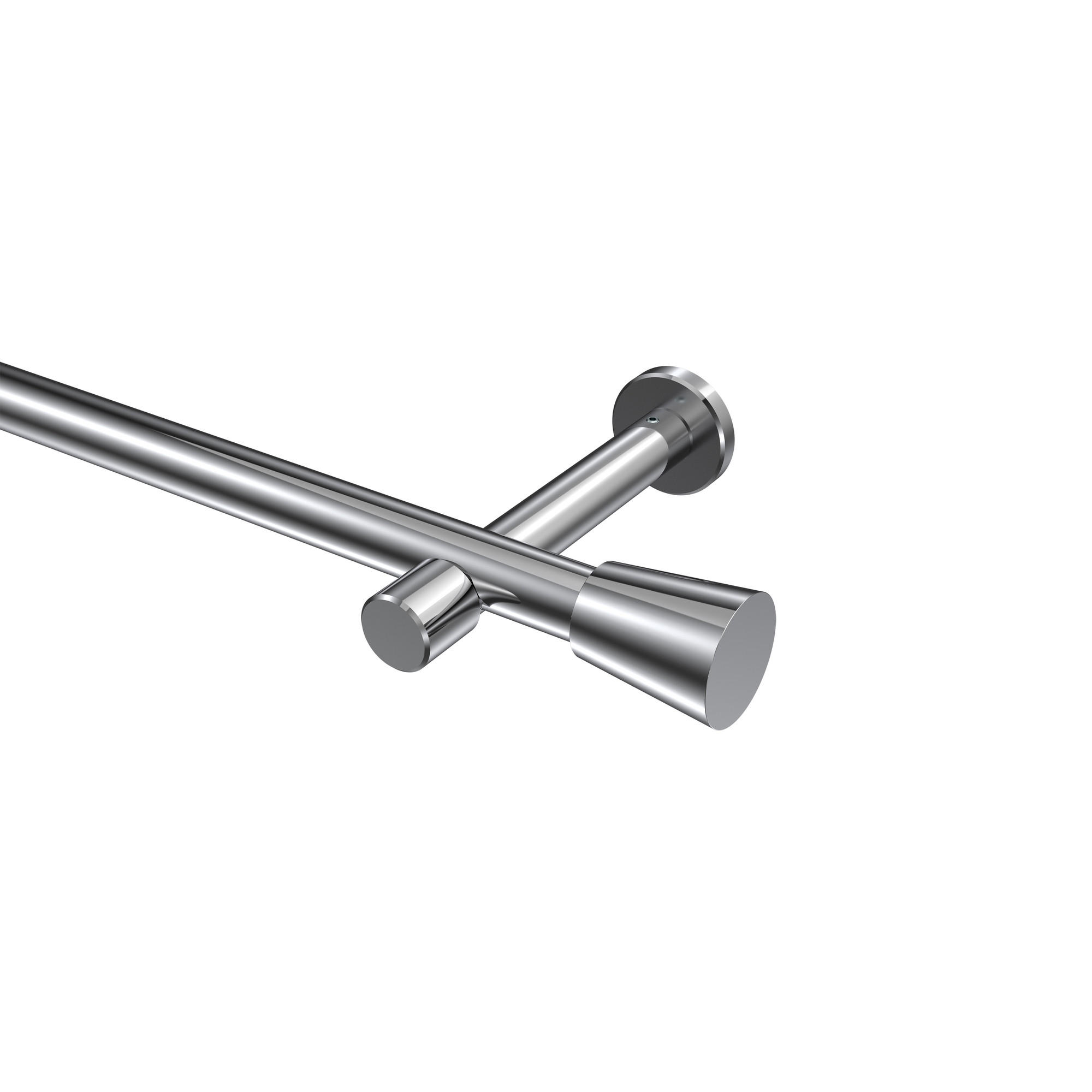 GARDINENSTANGEN-SET Prestige Sitra 100 cm, 1-läufig (ohne Ringe), 20 mm Ø Chrom - Chromfarben, Metall (100cm) - INTERDECO