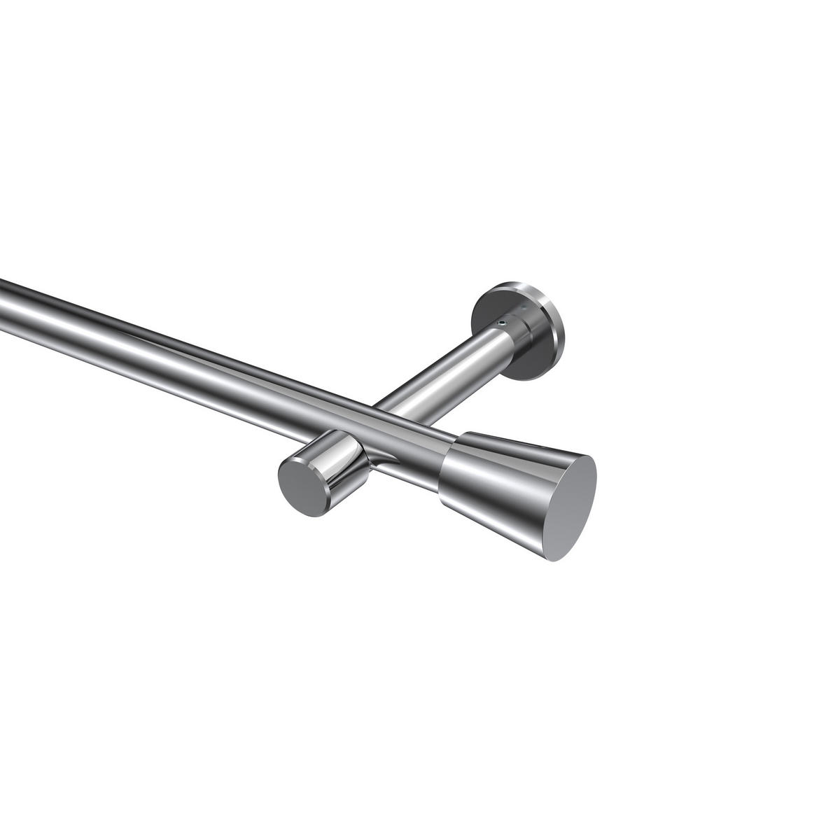 GARDINENSTANGEN-SET Prestige Sitra 100 cm, 1-läufig (ohne Ringe), 20 mm Ø Chrom - Chromfarben, Metall (100cm) - INTERDECO