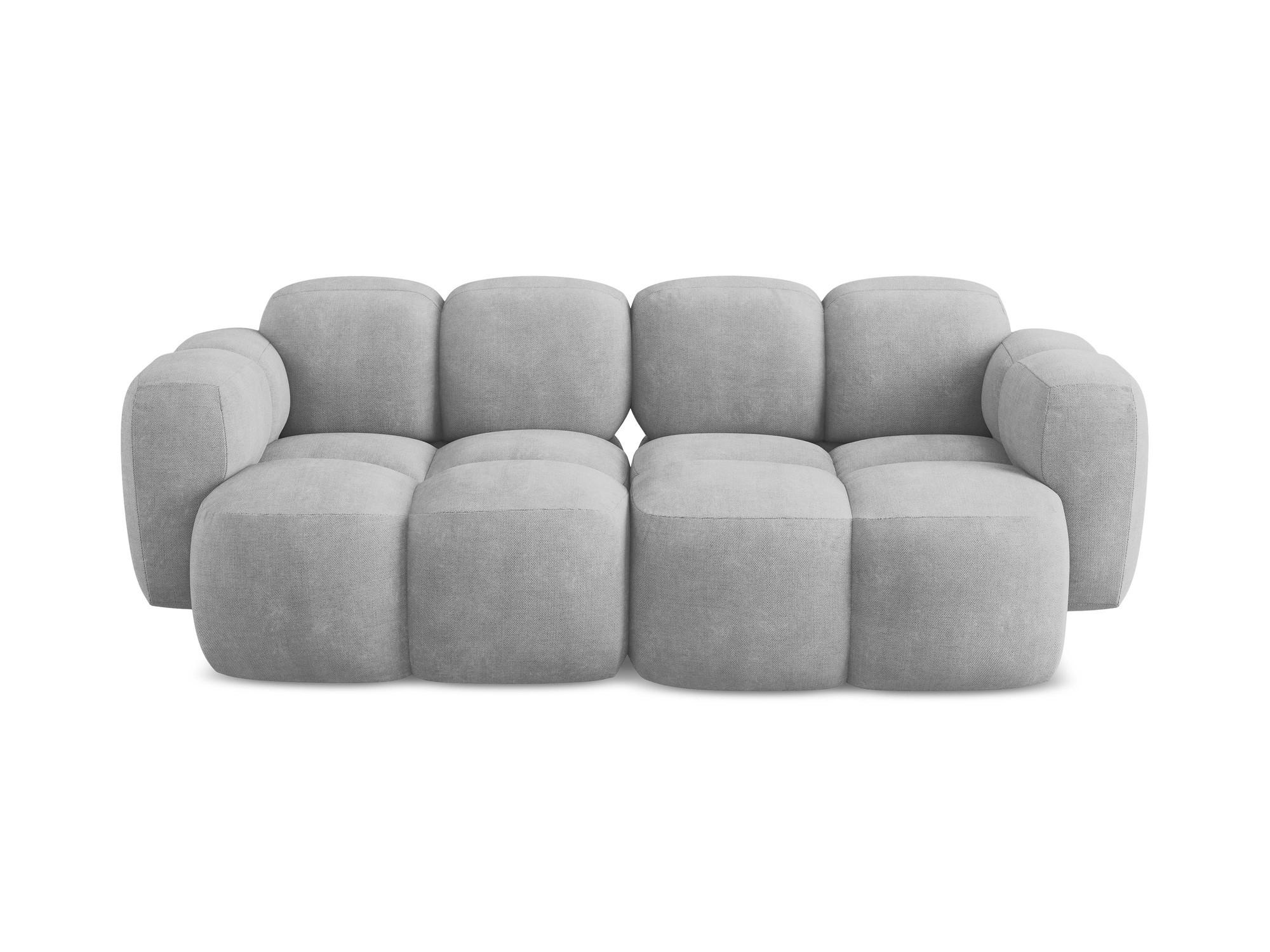 2-SITZER SOFA Chenille Stoff Grau - Hellgrau/Schwarz, Holzwerkstoff/Kunststoff (210/72/115cm) - Makamii