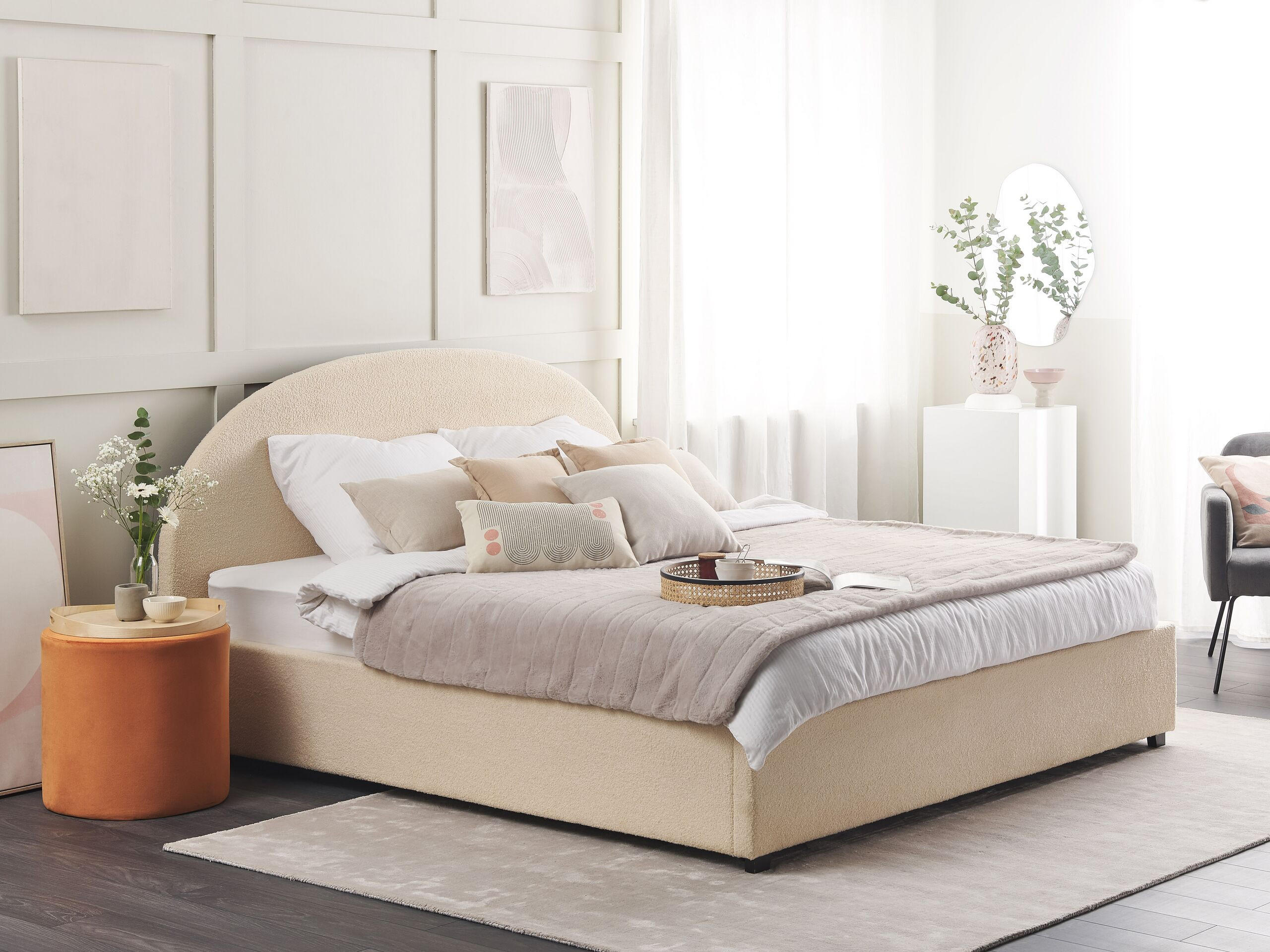 POLSTERBETT Beige Bouclé 180x200 cm Vaucluse - Beige, Textil (180/200cm) - Beliani