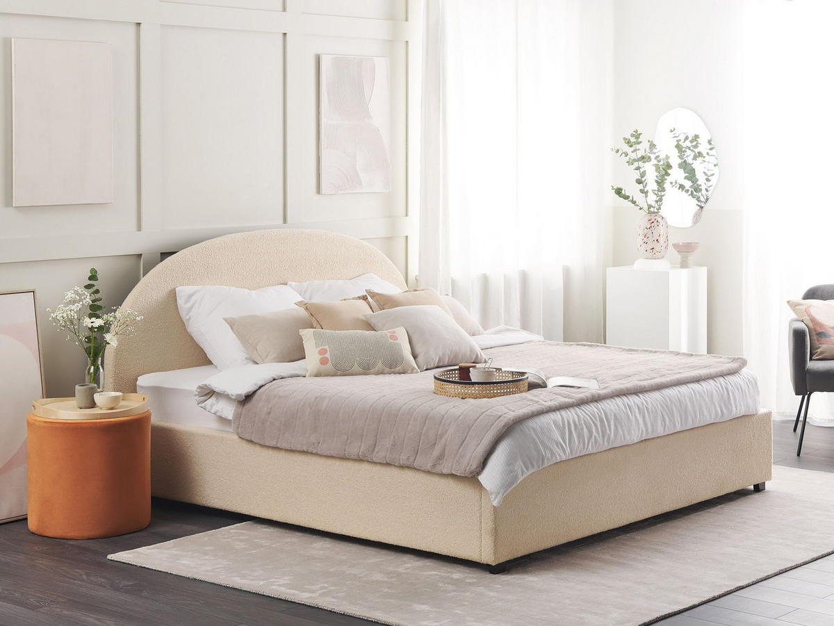 POLSTERBETT Beige Bouclé 180x200 cm Vaucluse - Beige, Textil (180/200cm) - Beliani