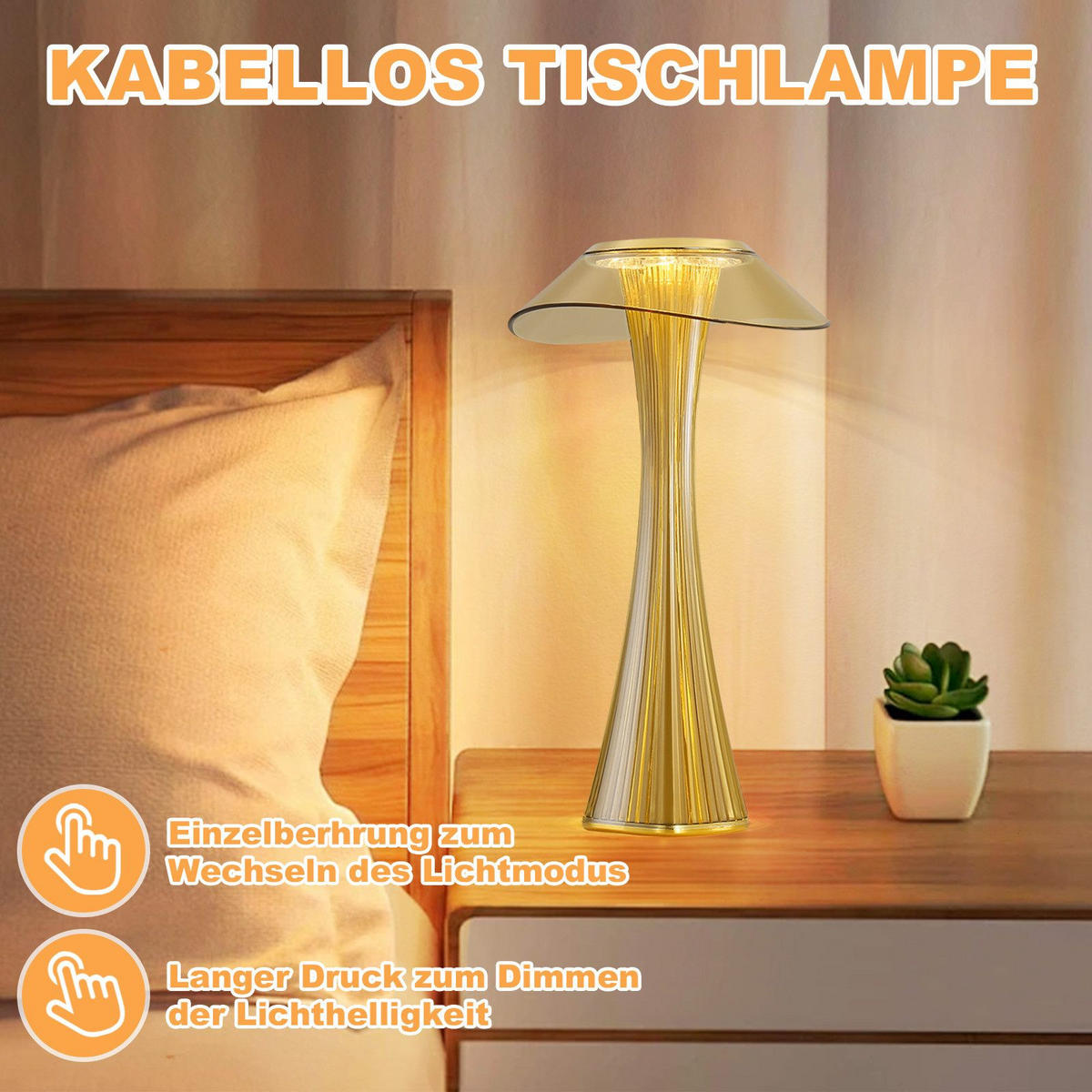 TISCHLEUCHTE SYTH 15.1/27.4/15.1 cm - Goldfarben, Kunststoff (15.1/15.1/27.4cm) - ZMH