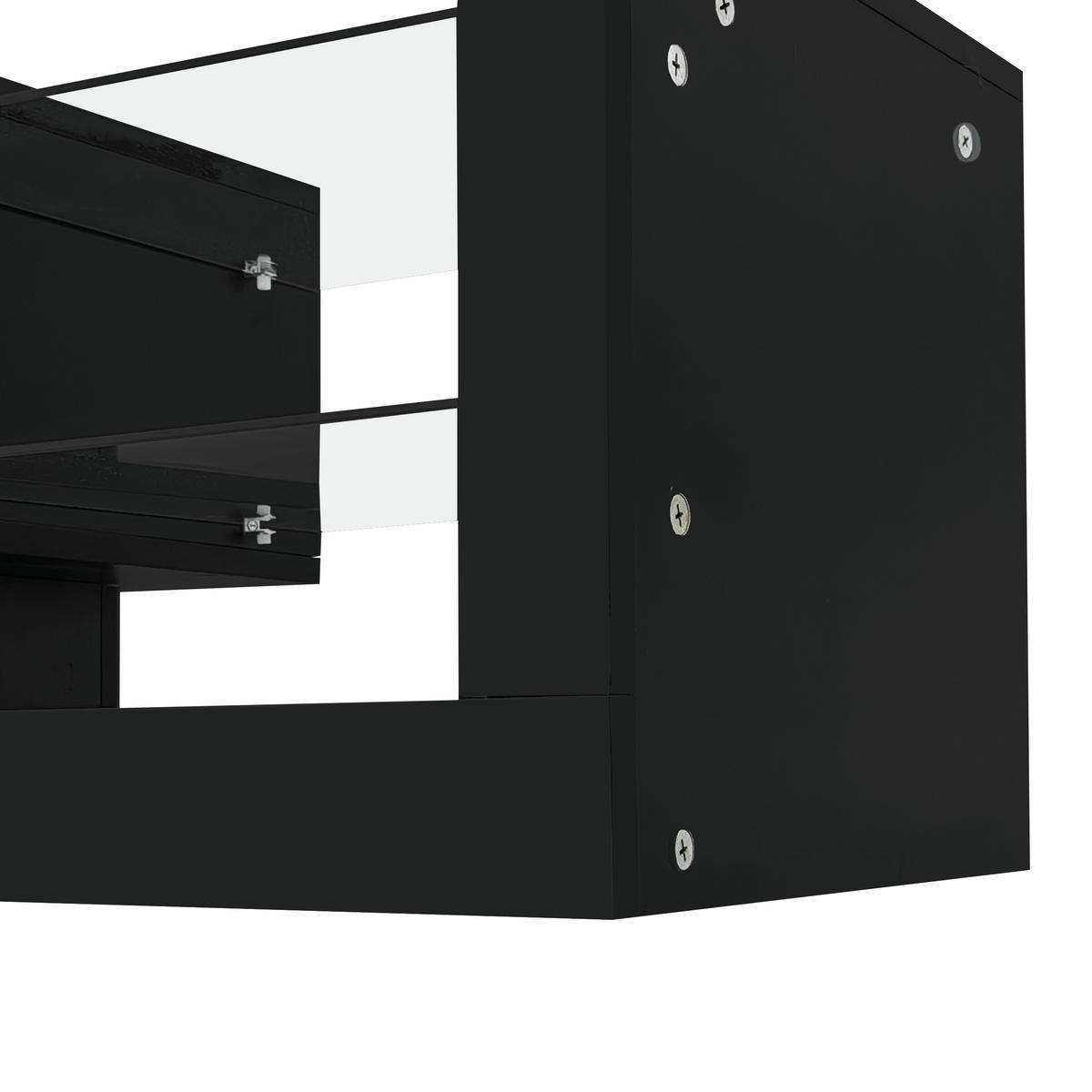 TV-ELEMENT mit Couchtisch - Kombination 2er-Set Hochglanz mit LED - Schwarz, Holzwerkstoff (181/38/38cm) - OKWISH