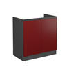 SPÜLENUNTERSCHRANK R-Line Rot 80 cm J-Shape, ohne AP - Anthrazit/Rot, Holzwerkstoff (80/81.6/46cm) - Vicco