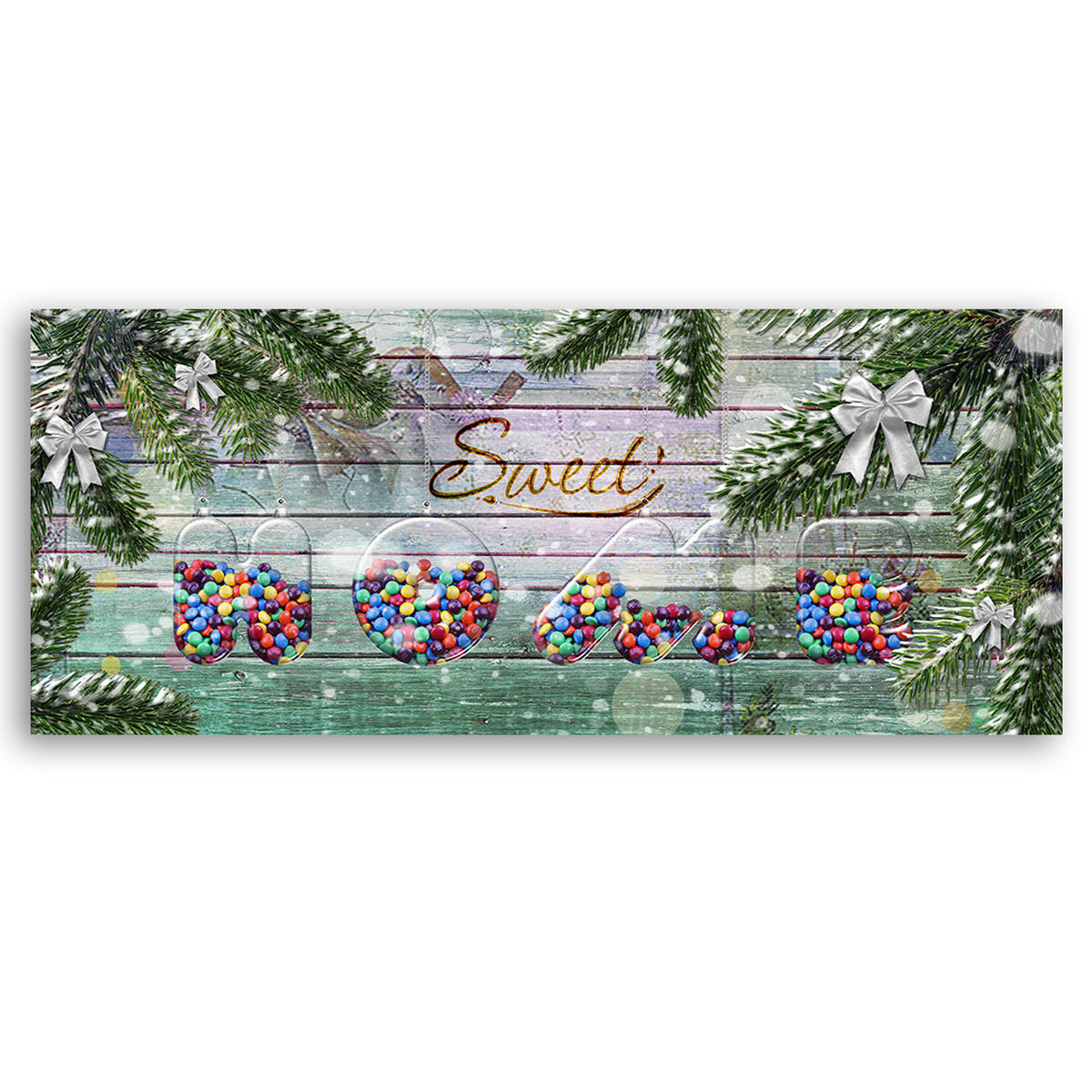 WANDBILD sweet home inschrift - Grün, Textil (90/30cm) - Feeby