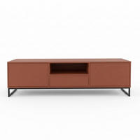 TV-SCHRANK Genua 160 cm, Rot, TV-Kommode auf Metallgestell - Hellrot/Schwarz, Holzwerkstoff (160/48/45cm) - Bettso