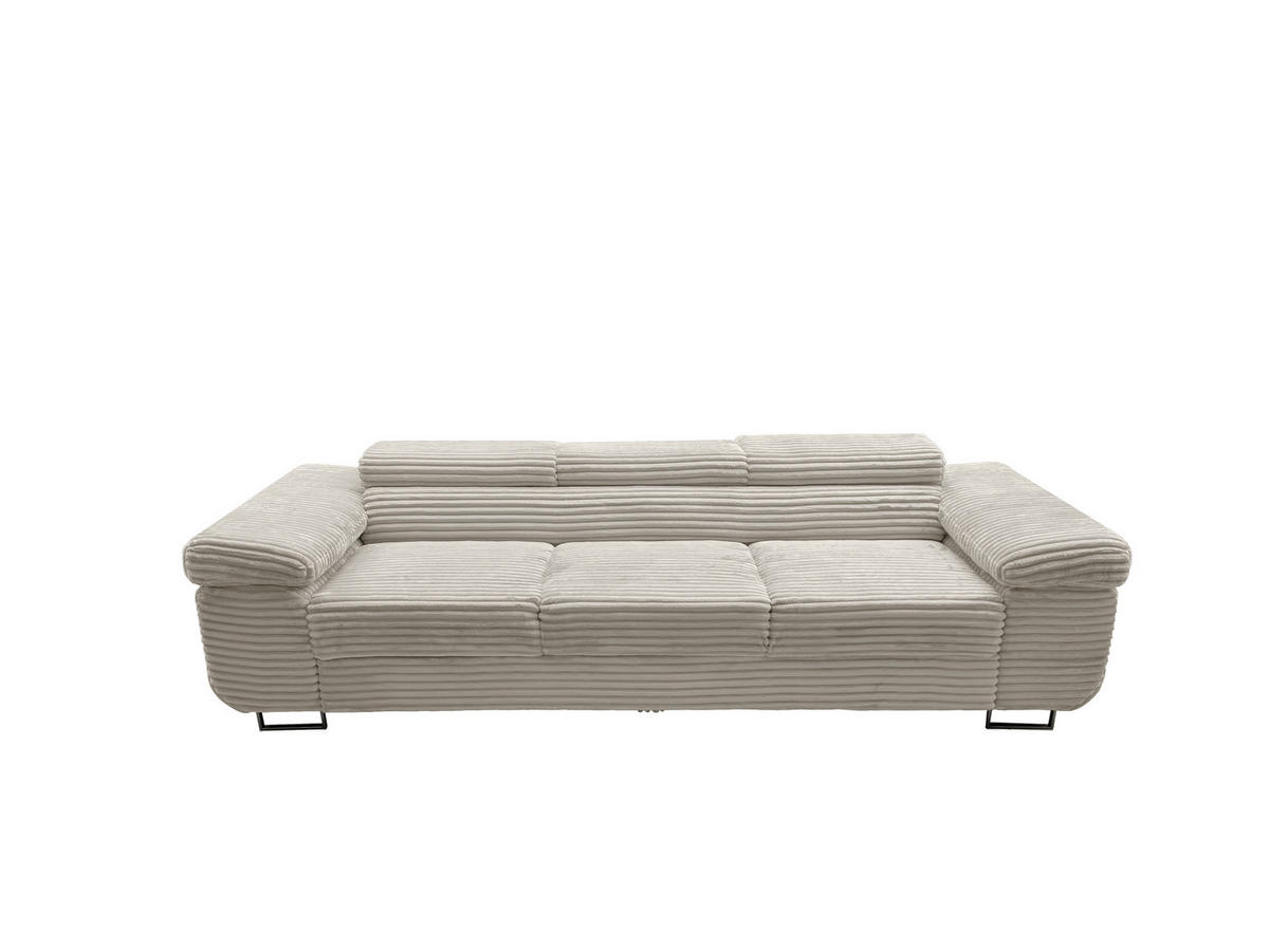 GUSTAW Sitzgarnitur 3+2+1, Schlafsofa 3-Sitzer, Cordbezug Ecru - Ecru, Textil (225/92/101cm) - KS Home Concept
